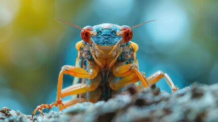 Fototapeta premium A close-up photograph of a beetle with its wings extended and vibrant orange legs.