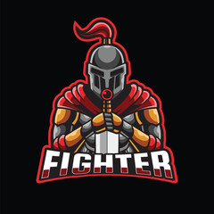 sword knight mascot logo illustration