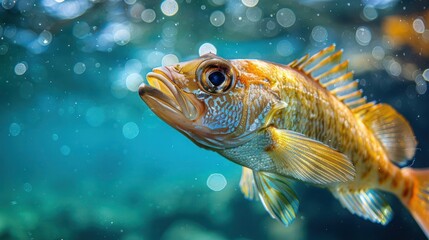 Fototapeta premium Colorful fish with distinctive patterns, swimming in clear water.