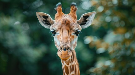 Obraz premium A tall giraffe stands in the wild looking at something,