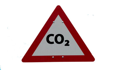 Warnschild CO2 isoliert freigestellt