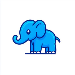 Fototapeta premium Cute Cartoon Blue Elephant on White Background 