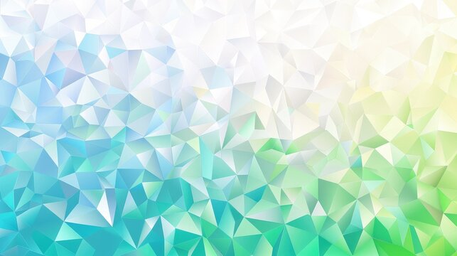 A colorful geometric abstract background featuring various shades of blue and green.