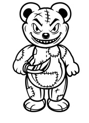 Killer Teddy | Teddy with Knife | Killer Bear | Scary Bear | Mafia Teddy | Stitch Teddy | Bandit Teddy | Teddy Bear | Original Illustration | Vector and Clipart | Cutfile and Stencil