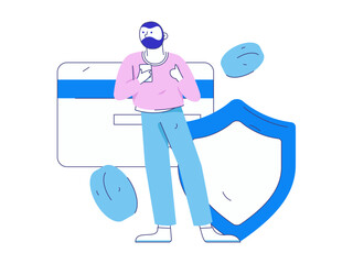 Online shopping payment security character flat vector concept operation hand drawn illustration
