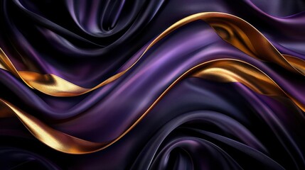 Obraz premium A captivating digital art image of a swirl pattern composed of purple and gold elements,
