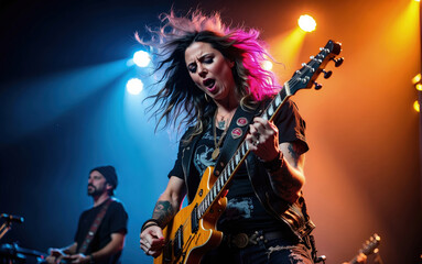 Female Heavy Metal Guitarist And
