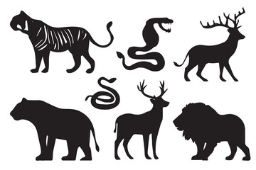 Silhouette animal on wildlife collection.Vector illustration