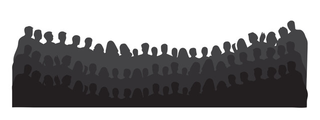 Head silhouettes of men and women. Spectators, audience, beholder, viewer, onlooker.Vector illustration