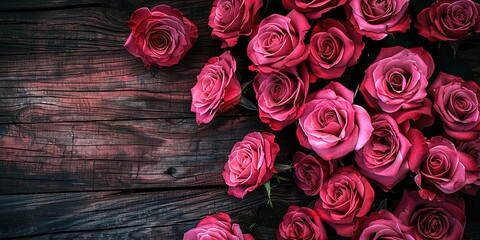 roses on wooden background