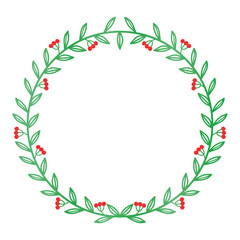 Willow twigs wreath frame hand - drawing vector illustration