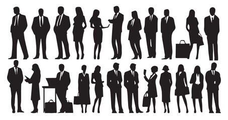 Business people, set of vector silhouettes.Vector illustration