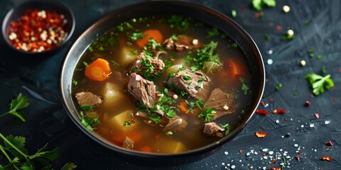 Clear Beef Soup with Broth and Vegetables