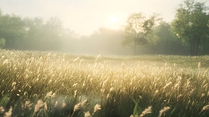 Golden Grass Field Sunrise Background