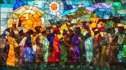 Naklejka premium Colorful Abstract Stained Glass Window Art Pattern