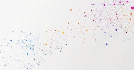 Obraz premium Abstract network design with colorful nodes and connections on white background