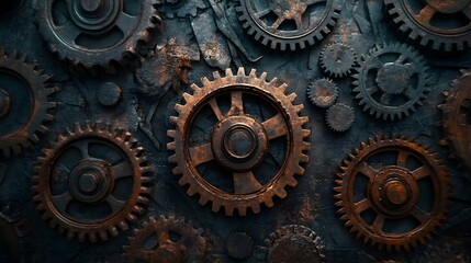 Rusty Gears Industrial Machine Background