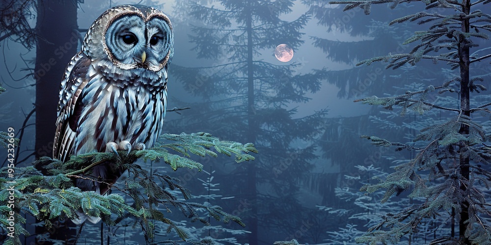 Wall mural owl on a tree