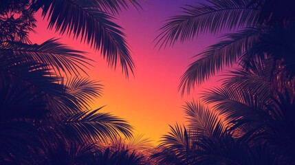Palm Tree Silhouettes Against a Vibrant Sunset