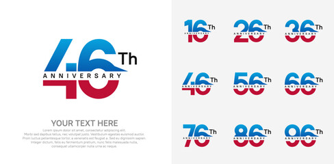 anniversary set logo style with blue and red color for company celebration moment