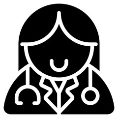 Female Doctor Icon in Line Style Suitable for Web, Apps, Presentation, or Printable Meanings