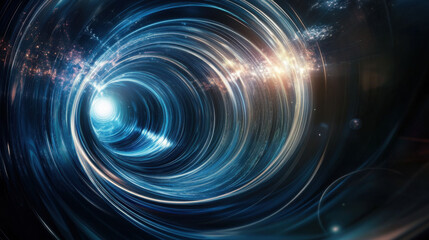 Obraz premium Abstract Blue and Yellow Swirling Vortex Tunnel Background