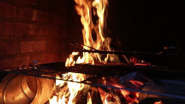 fire in the fireplace