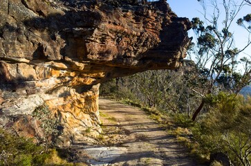 Cliffside Trail Beneath Overhanging Rock