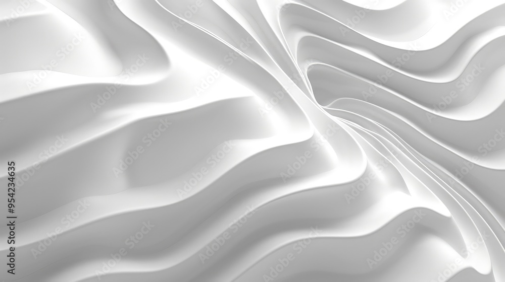 Poster abstract white waves creating a smooth, flowing texture.