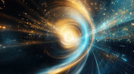 Fototapeta premium Abstract Digital Tunnel with Glowing Lights