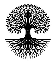 Tree with leaves vector illustration