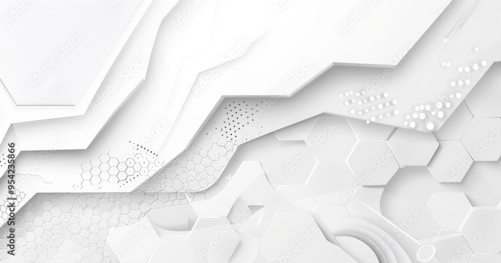 Aufkleber abstract white geometric shapes with layered textures and patterns.