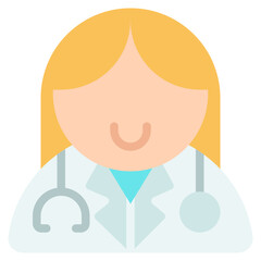 Female Doctor Icon in Flat Style Suitable for Web, Apps, Presentation, or Printable Meanings