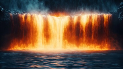 A Fiery Waterfall Cascading into a Dark Pool