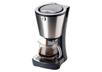 Coffee maker isolated on a transparent or white background, cut out.
