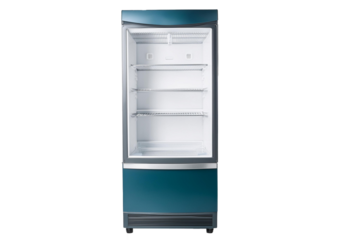 Empty market fridge for beverages Isolated on Transparent or White Background.