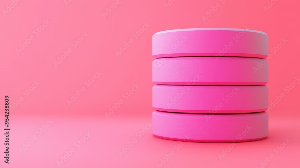 Poster a sleek 3d render icon representing a vibrant database, merging modern design with playful textures 