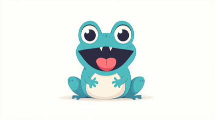 A cheerful fantasy frog with big round eyes, ready to eat or sing, in a vibrant animated cartoon style.