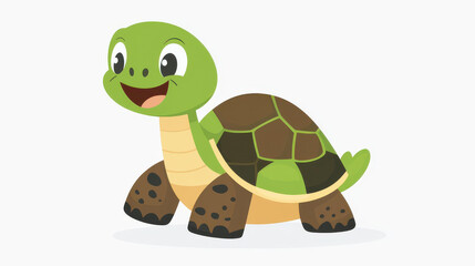 Obraz premium Adorable turtle clipart, design, walking and smiling, perfect for kids projects and fun illustrations.