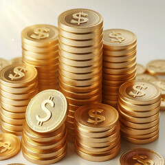 Free  Money vector money photo Gold coins and banknotes 3d cartoon style icon black Friday 
