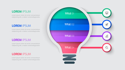 Business infographic template with lamp circle label 4 steps and icon for presentation