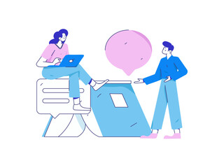 Communicate with consultants flat vector character concept operation hand drawn illustration
