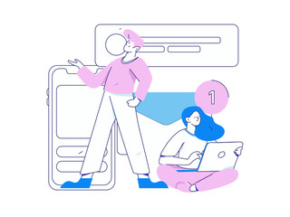 Communicate with consultants flat vector character concept operation hand drawn illustration
