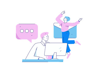 Communicate with consultants flat vector character concept operation hand drawn illustration
