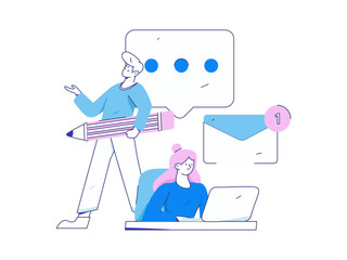 Communicate with consultants flat vector character concept operation hand drawn illustration
