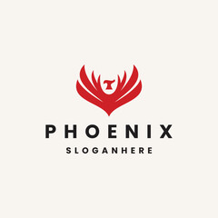 phoenix wing logo animal abstract design template on white background