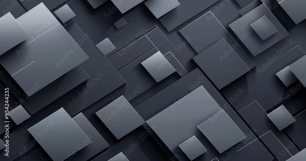 Poster abstract geometric shapes in varying shades of gray creating a modern design.