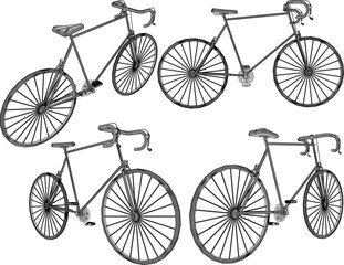 Vector sketch illustration of silhouette design of racing bike with thin frame for increased speed