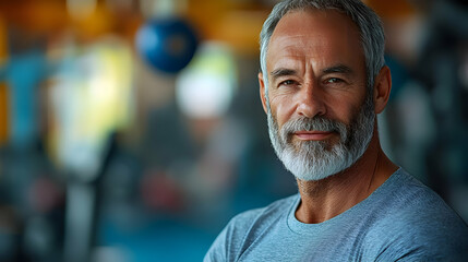 Portrait of a smiling mature man with gray hair and beard.