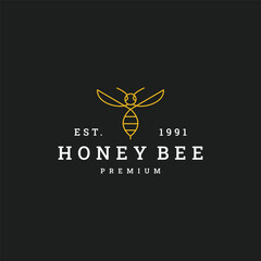 Honey bee logo vector hipster vintage icon illustration